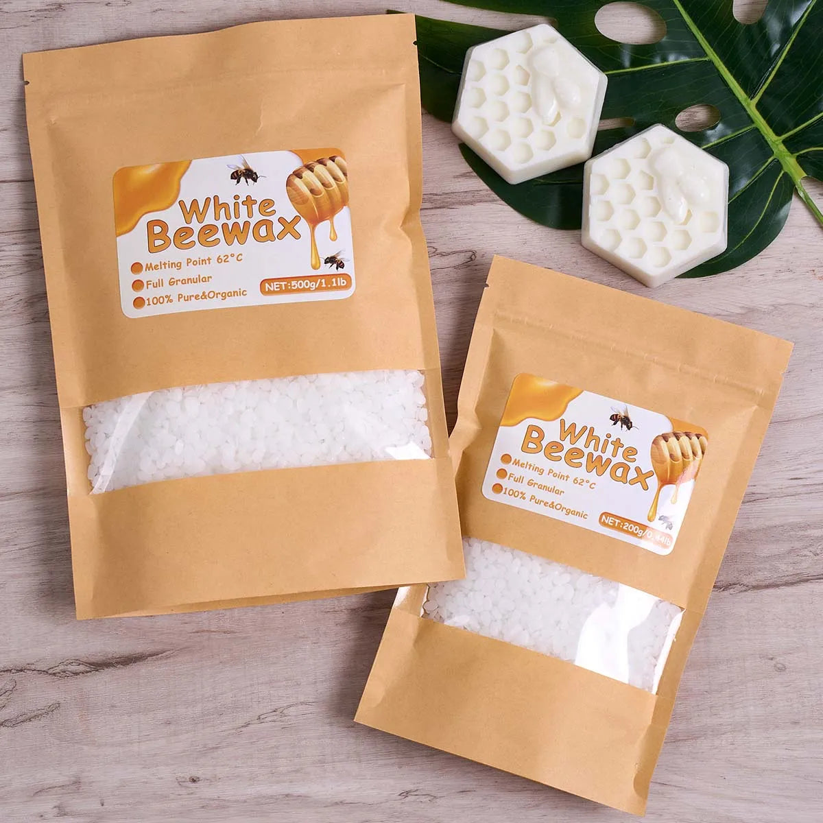 1000g White Beeswax DIY Candle Making Meterial Pure Natural Granular Bag Odorless Wax Particles Raw Materials Handicraft Supplie
