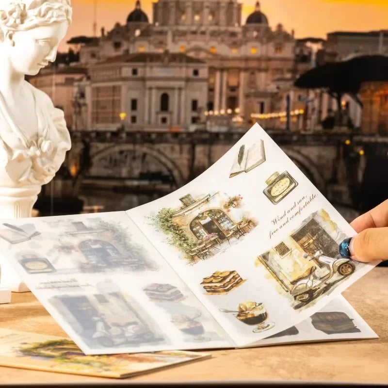 10pcs per Walking in Rome Collection Roman Handbook pack Sticky Notebook Stationery Materials Scrapbook cut 181*119mm
