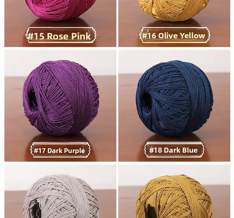 6-Strand Cotton Linen Lace Yarn Handmade Crochet Thread Medium Fine Hooking DIY Material Kit Children's Sweater Crochet Needl...