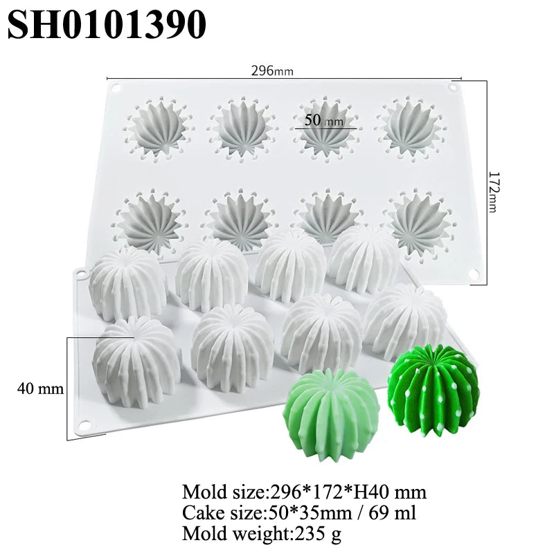 Meibum Spiral Diamond Cactus Texture Silicone Cake Molds Mousse Dessert Baking Tools Soap Mould DIY Candle Mold Kitchen Bakeware