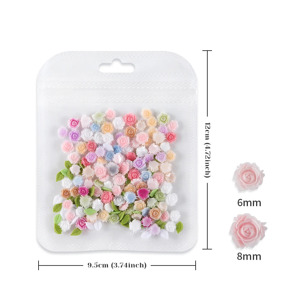 100 pcs/bag Mix Epoxy Rose Flower Resin Filling Accessories 3D Multicolor Rose Flowers Spring DIY Jewelry Crafts Making Supplies
