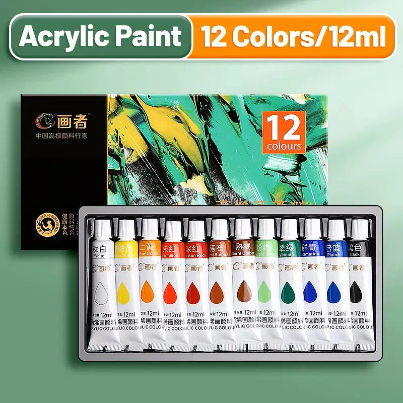 Acrylic Paint Set 12/18/24/36 Colors,12ml Acrylic Painting Kit For Paper,Wood,Canvas,Rock,Ceramic,Clothes,DIY