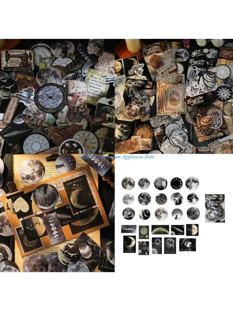 50Pcs Retro Aesthetic Sticker Scrapbooking Decoration Sticker Journaling Sticker