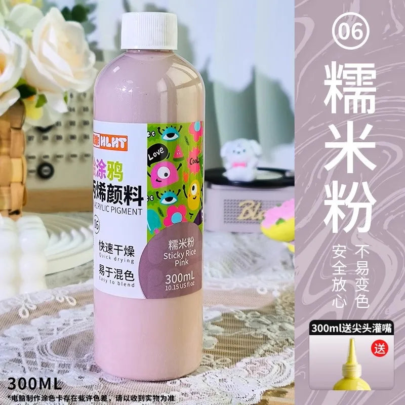 300ml/500ml Acrylic Pigment Macaron Color Long-lasting Color Not Easy To Fade for Stone Canvas Glass Wood Painting Graffiti