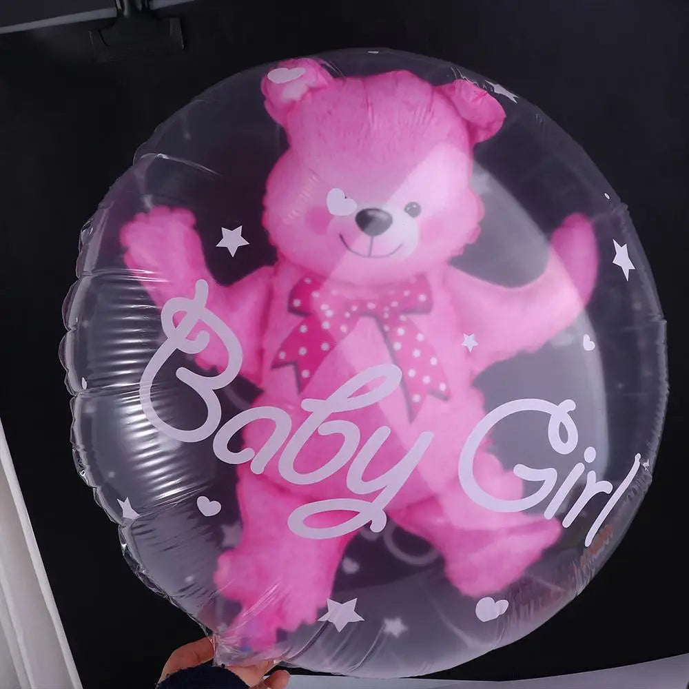 Decoration Baby Shower Transparent Baby Boy Girl Double Bubble 4D Bear Globos Balloons Party Supplies