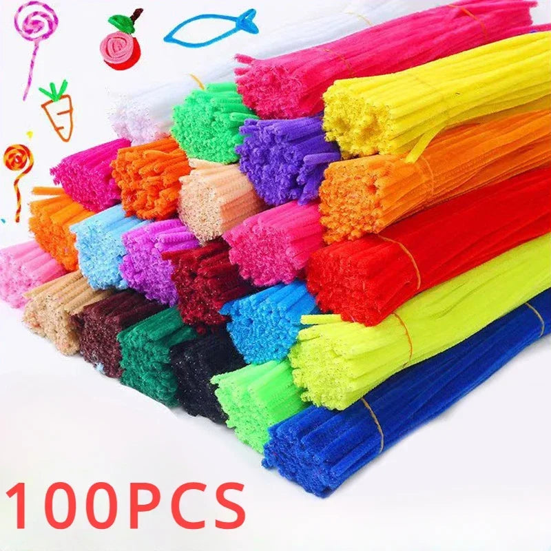 100pcs DIY Chenille Stems Toys Strips Twist Bar anvil Wire craft Pipe Creative hobby Children Plush Stick Chenille Stick