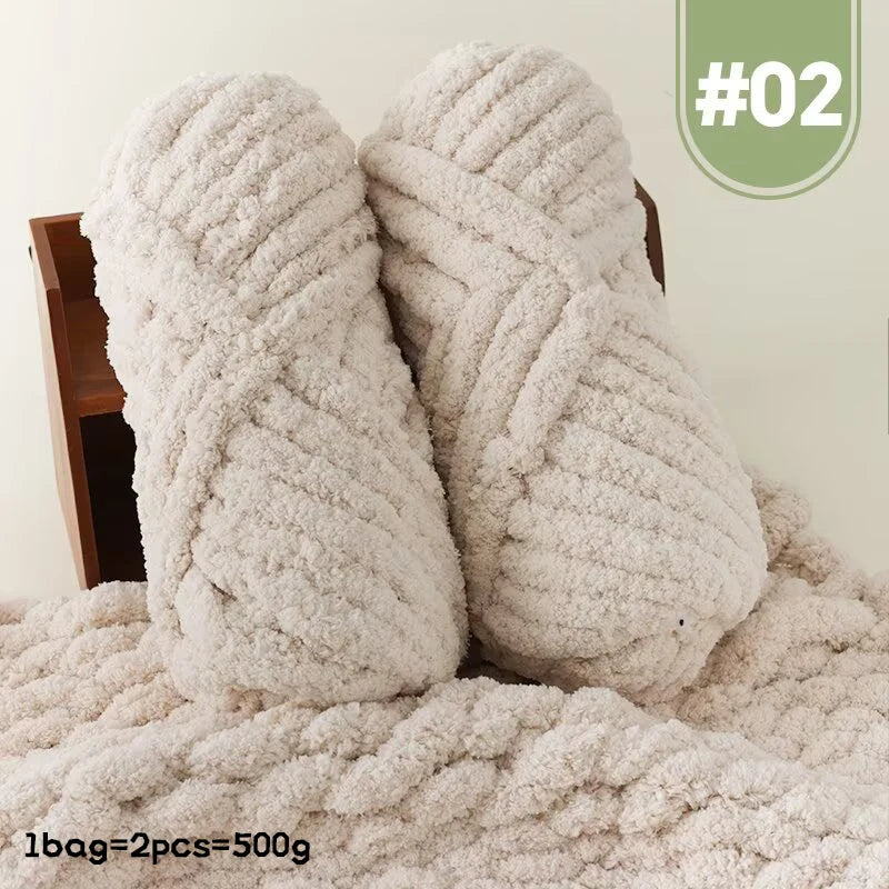 Premium Gradient Cat Tail Yarn 2-Pack - Extra Thick Chenille Plush Yarn 500g