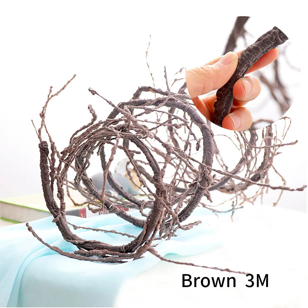 3m Hanging Rattan Artificial Fake Plants Tree Twigs Liana Wall  Trunk Cherry Branches Flexible Vines Garden Wedding Decoration