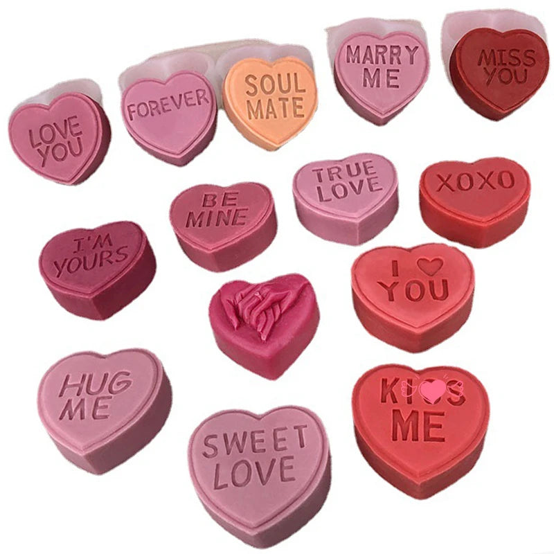 7 Styles 3D Letter Heart-shaped Silicone Candle Mold DIY Love Soap Aromatherapy Gypsum Resin Mould Valentine's Day Gift Arts
