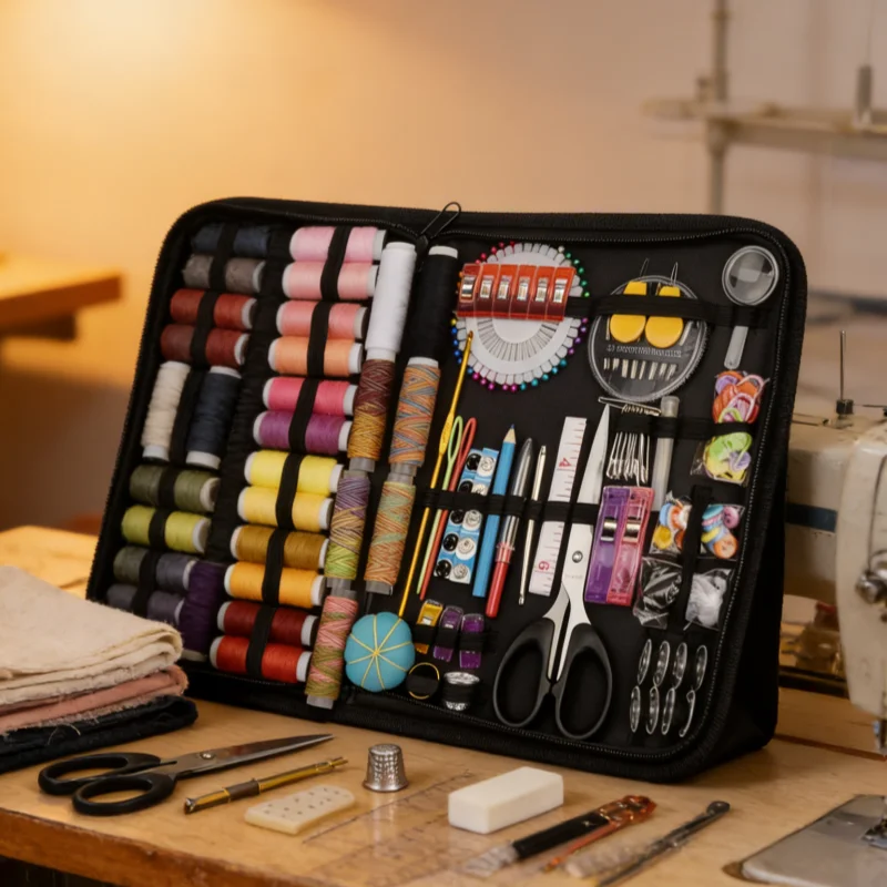 Large capacity portable sewing kit, sewing tool combination set, household multi-color sewing tool set sewing box, travel sewing