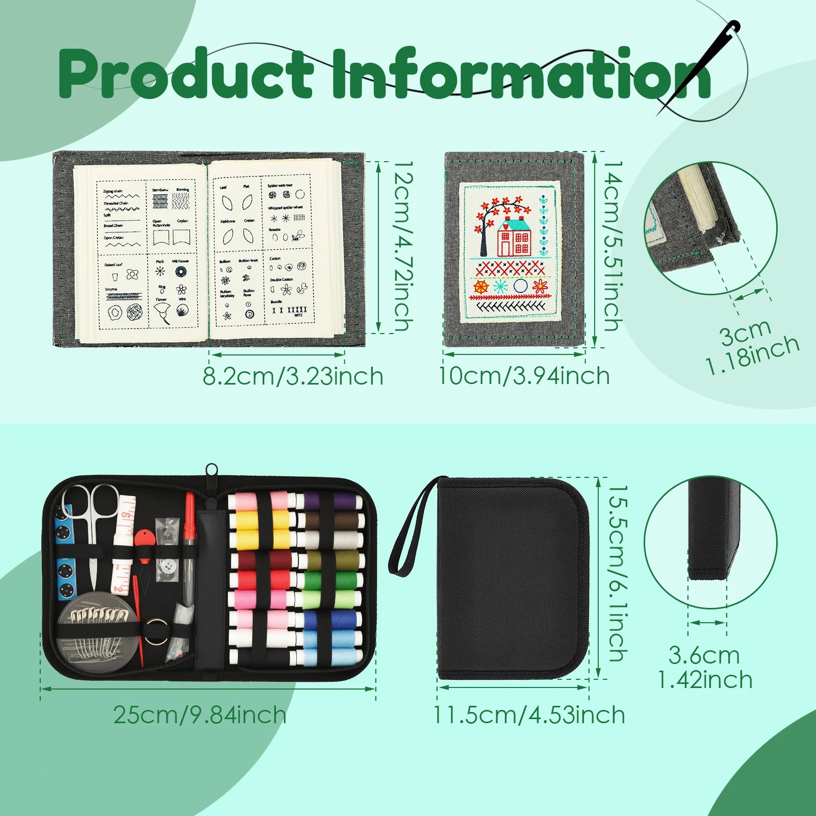 Embroidery Stitch Book DIY Stitch Practice Kit Beginner Embroidery Learning Book Multifunctional Needle Thread Hand Sewing Tool