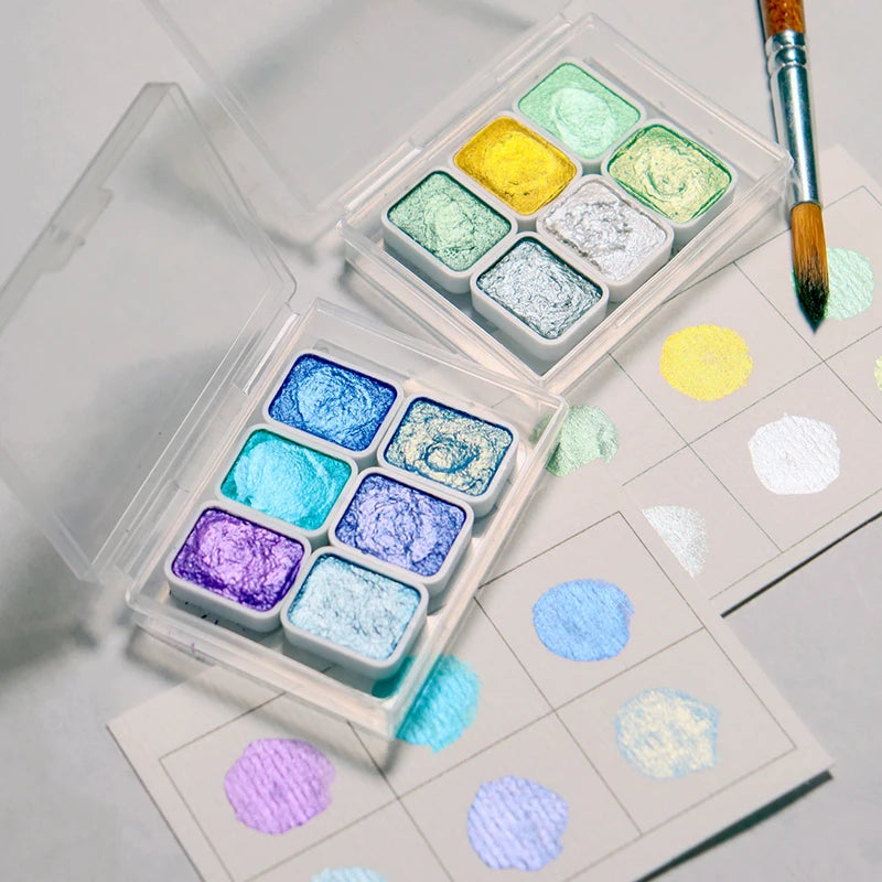6-Color Iridescent Watercolor Paint Set for Artists and Painting Enthusiasts, Perfect for Professional Artistic Purposes