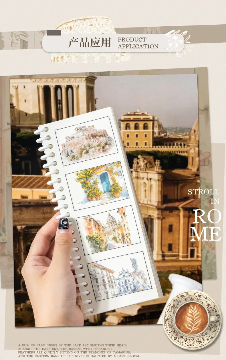 10pcs per Walking in Rome Collection Roman Handbook pack Sticky Notebook Stationery Materials Scrapbook cut 181*119mm