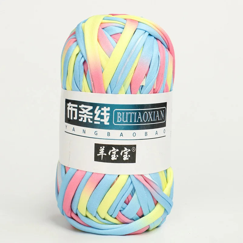 100g T Shirt Knitting Yarn For Crochet Bag Hat Slippers Coaster Blanket Thread Soft Polyester Woven Yarn Thick Soft Cloth Yarn