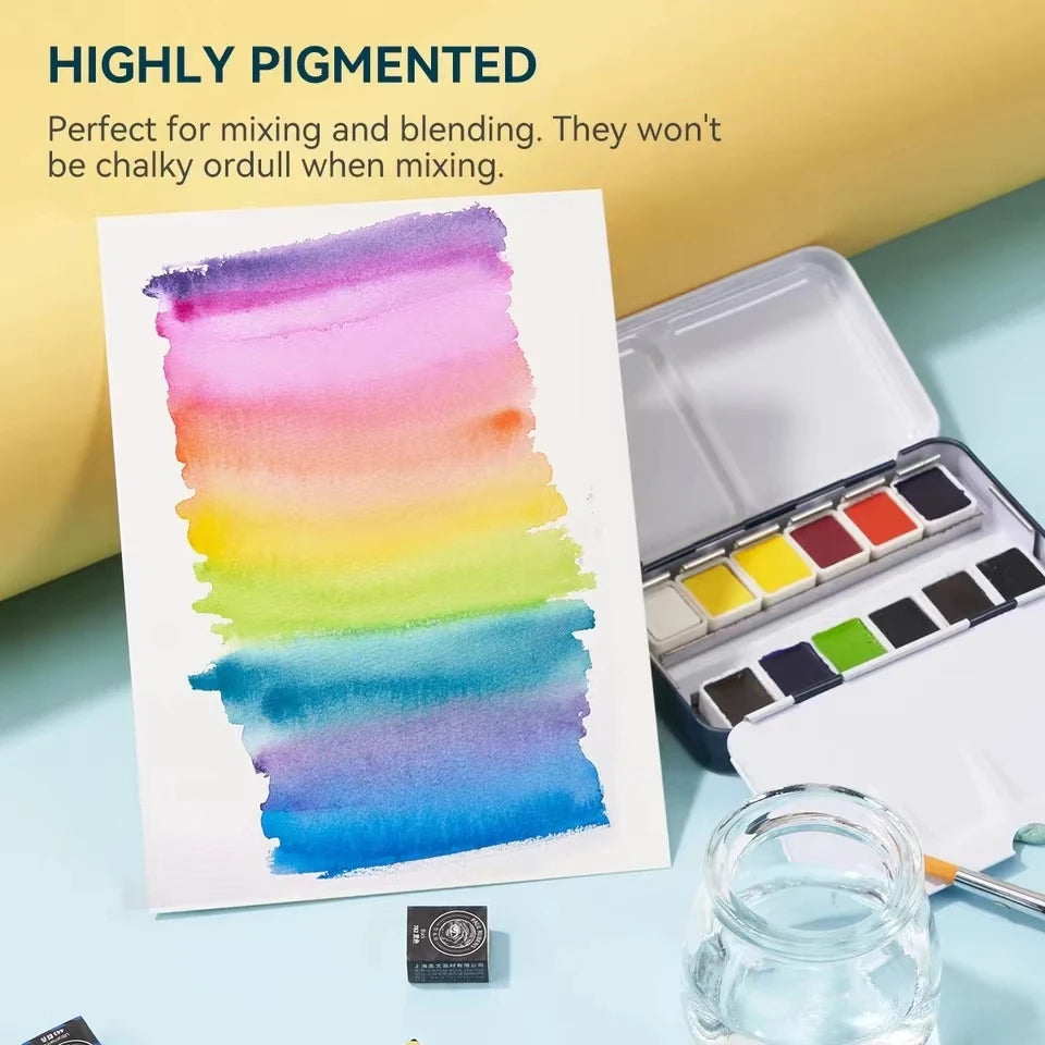 12 color watercolor paint, washable watercolor paint set, professional painting supplies, suitable for adults and artists
