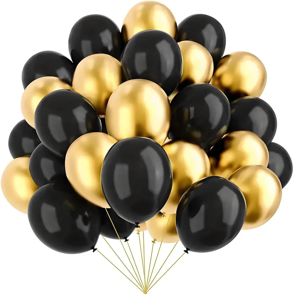 12Inch/10Inch Latex Balls, Black and Gold Balloons, Suitable for Birthday Decorations, Wedding Decorations, Holiday Decorations, Anniversary Atmosphere Arrangements