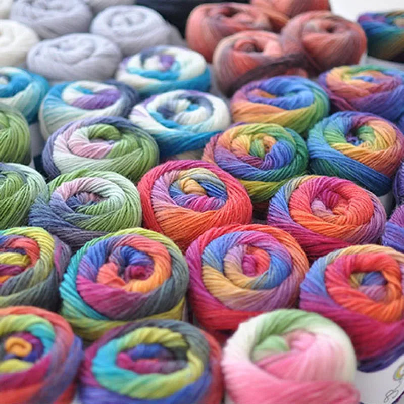 100% Wool Yarn Rainbow Color for Hand Knitting Crochet Hand-Woven Thickness Woolen Yarn Woolen Yarn Crocheting Shawl Thread