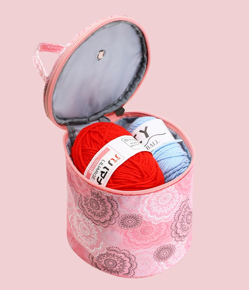 Portable Round Yarn Storage Bags Knitting Wool Yarn Bags Organizer Waterproof Crochet Hooks Bag for Sewing Accessories Tools