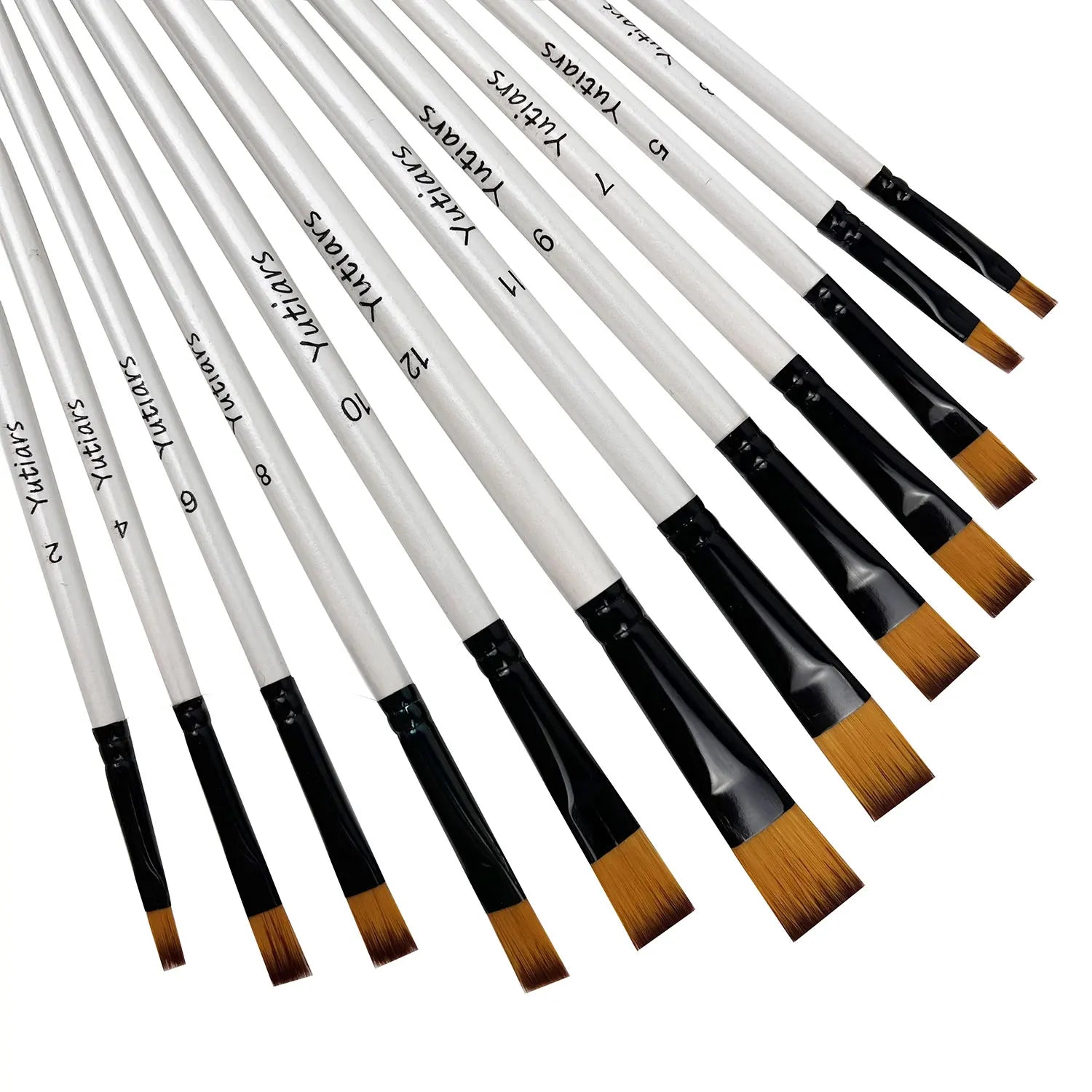Acrylic Paint Brushes Set, 12pcs Professional Artist Paintbrushes for Acrylic Watercolor Oil Painting, Face Body Nail Art, Craft