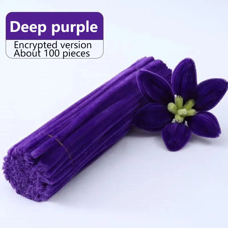 100pcs Chenille Stems Toys DIY Strips Twist Bar Anvil Wire Craft Pipe Creative Hobby Children Plush Stick Chenille Sticks