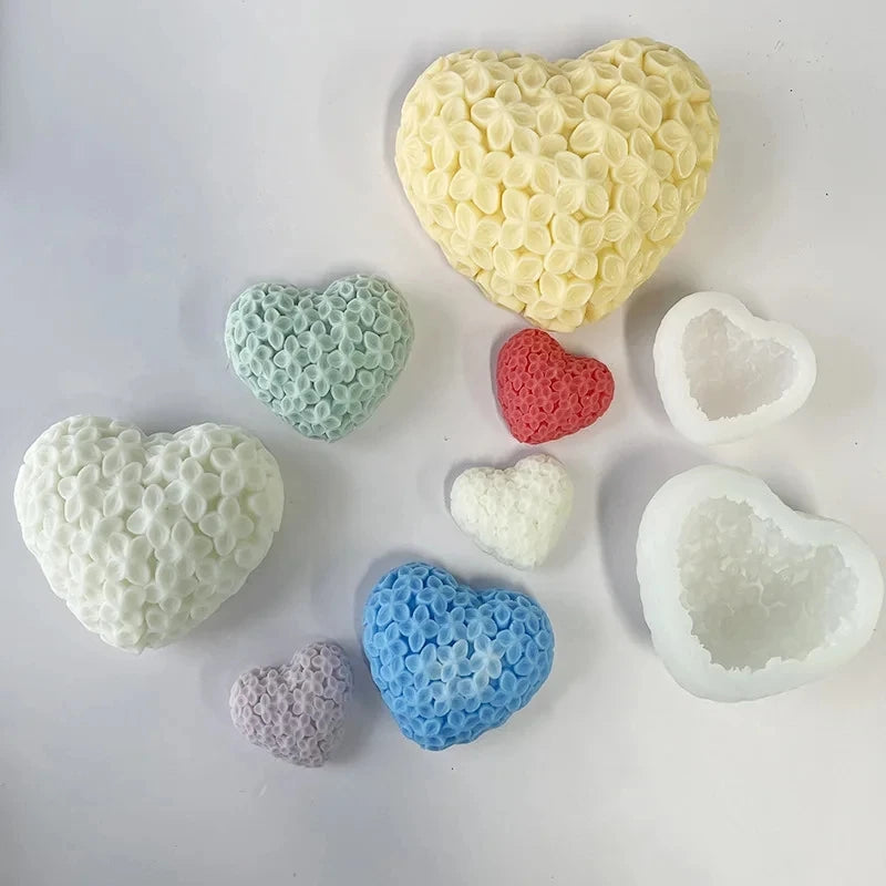 3D Heart-shaped Flower Silicone Candle Molds DIY Love Chocolate Cake Baking Soap Gypsum Handicraft Making Valentine's Day Gift