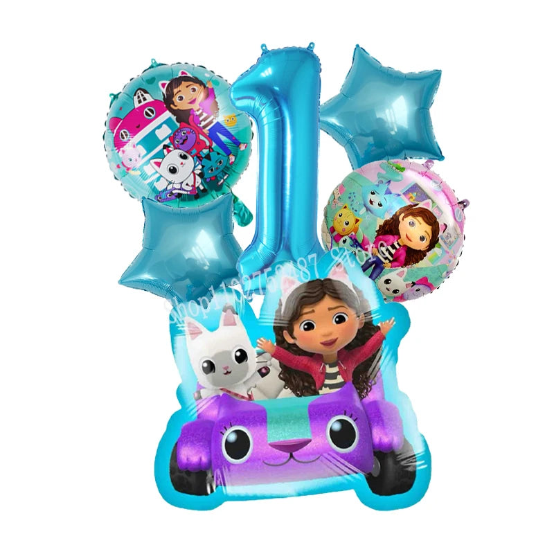 Gabby Dollhouses Birthday Balloons Girls New Anime Digit 1-10 Party Decoration Baby Shower Gender Reveal Ballons Kids Toys Gift
