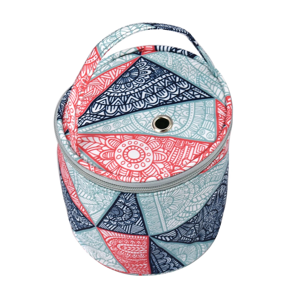 Round Yarn Handheld Storage Bag Portable Knitting Bag with Thread Hole DIY Yarn Sewing Tools Organize Crochet Hook Storage Bag