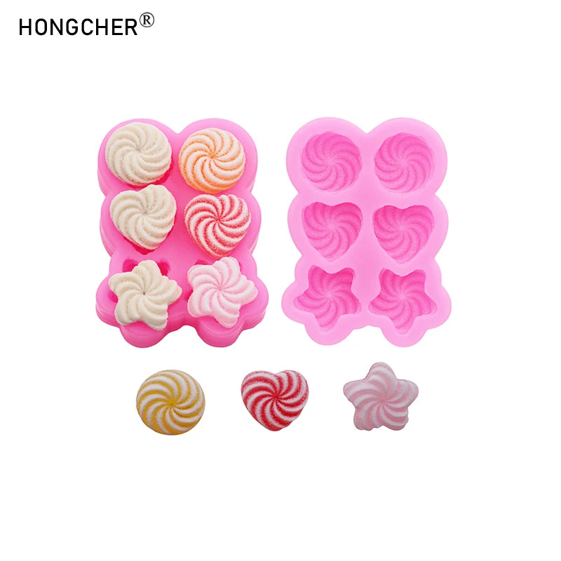 Swirl Heart Pentagram Round Candy Silicone Mold Handmade DIY Hair Clip Materials Resin Accessories Crafting Mold