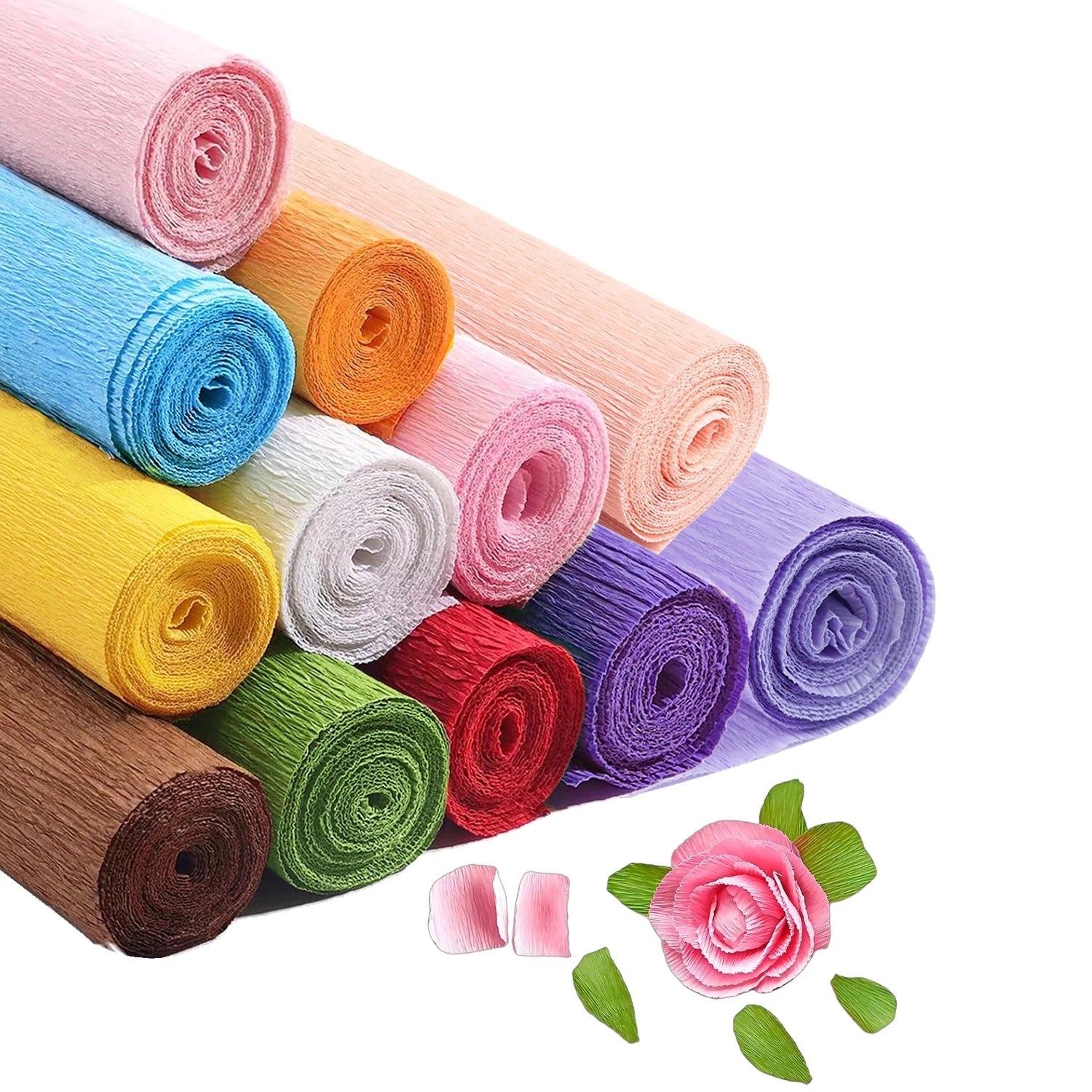 50x250cm 12 Colors Colored Crepe Paper Roll Origami Crinkled Crepe Paper Craft DIY Flowers Decoration Gift Wrapping Paper Craft
