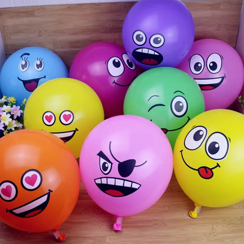 10PCS/PACK 12IN Colorful Yellow Expression Decorative Latex Balloon