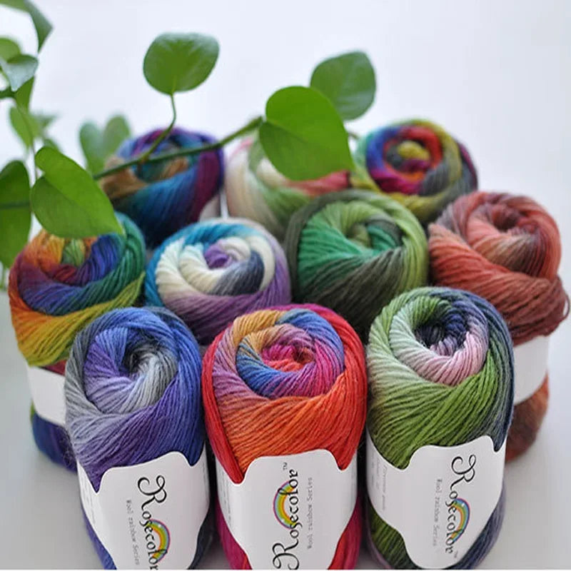 100% Wool Yarn Rainbow Color for Hand Knitting Crochet Hand-Woven Thickness Woolen Yarn Woolen Yarn Crocheting Shawl Thread