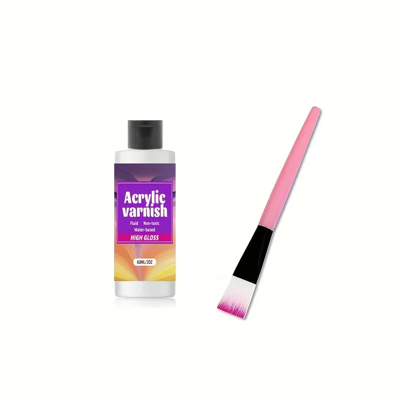 1pc 60/120/200ML High Gloss Acrylic Varnish Non-toxic Water-based Non-Yellowing Gloss Varnish DIY Crafts Protective Coating