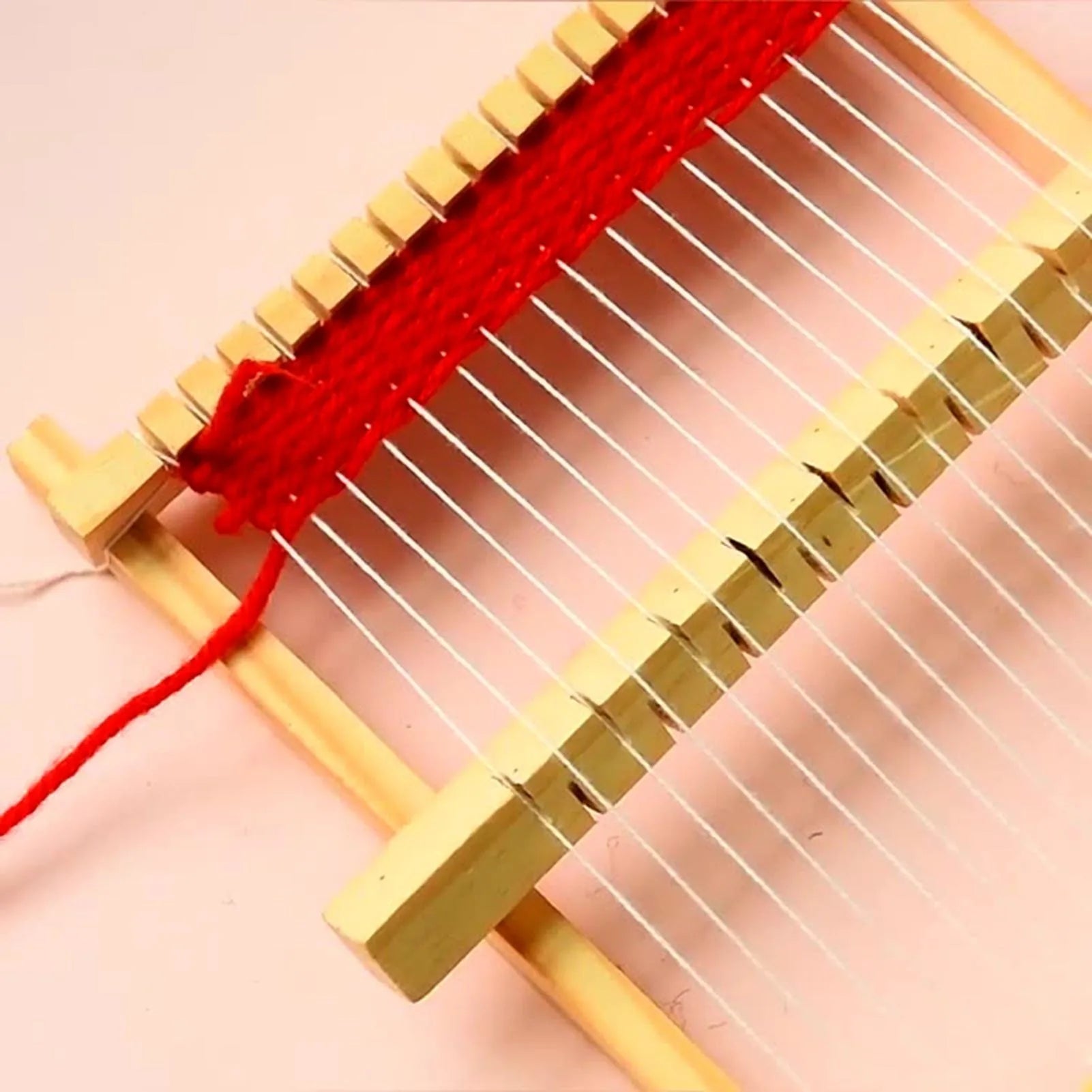 Traditional Wooden Hand Knitting Weaving Loom Toy Set for Kids with Accessories DIY Craft Box Home Educational Art Tool