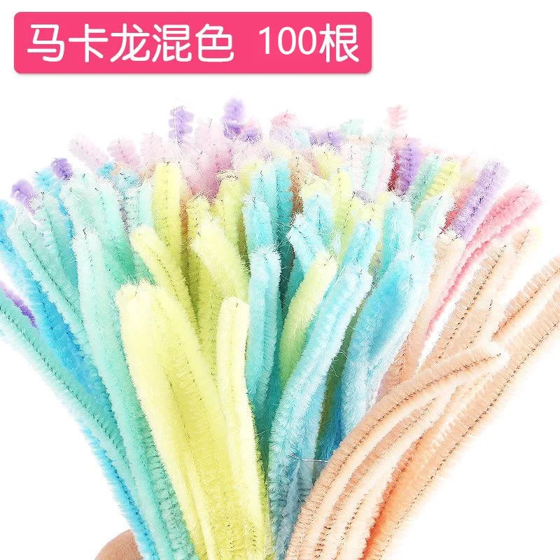 100pcs 30cm Chenille Stems Stick Cleaners Kids Educational Toys Handmade Colorful Chenille Stems Pipe for DIY Craft Supplies