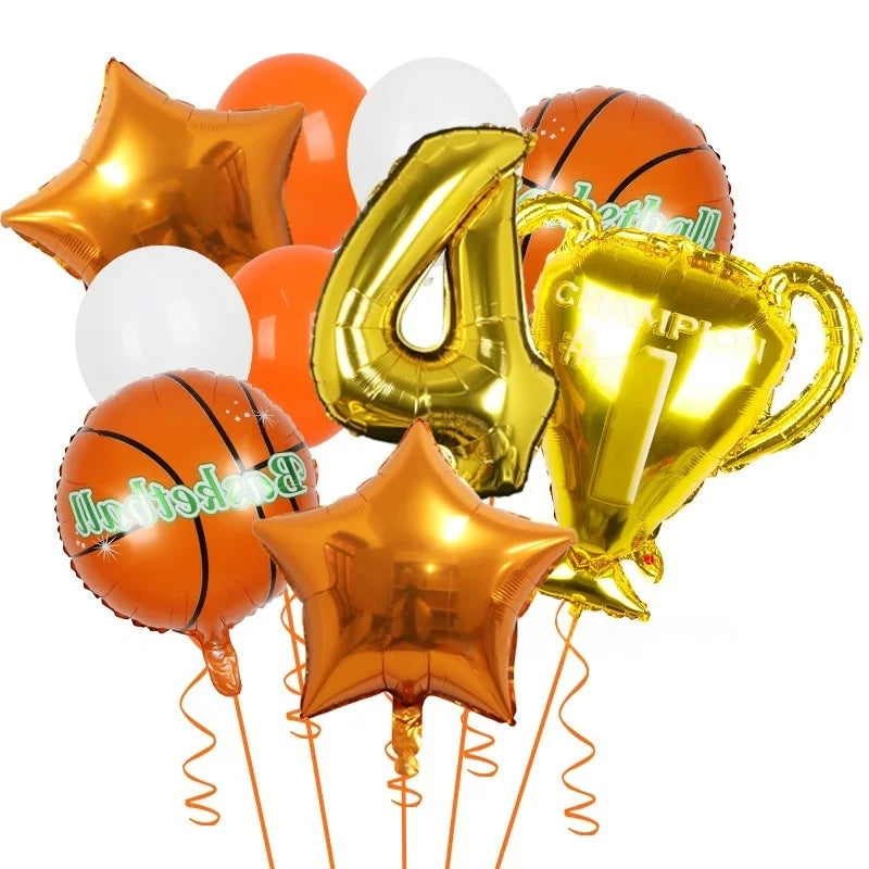10pcs basketball Balloons Birthday Party Decorations Kids Boy Set Trophy Balloon Sports Air Balls Party Decorations Baby Shower