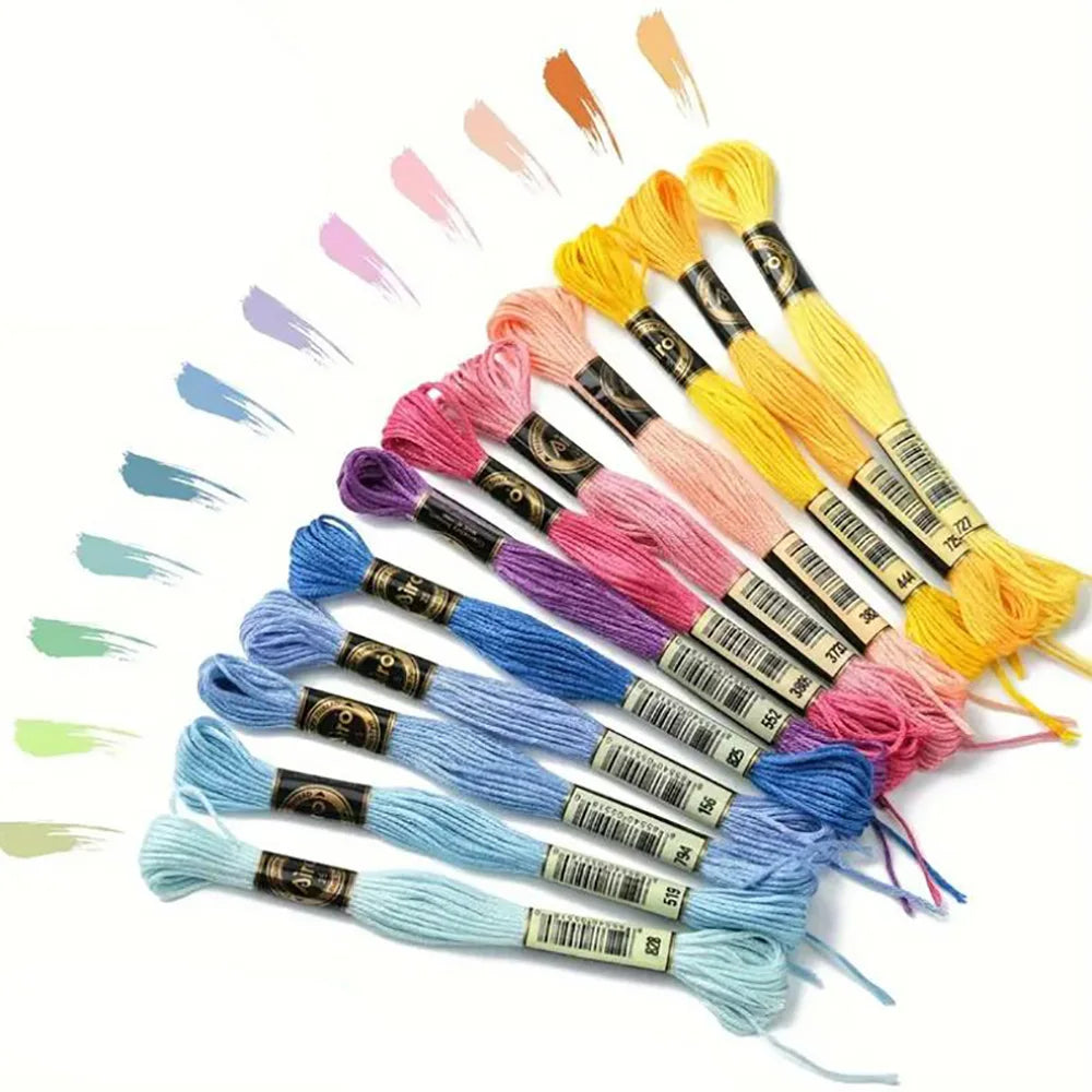 12PCS Cross Stitch Thread 8 Meters Embroidery Threads Floss Home Sewing Craft Thread DMC Rainbow Gradient Color