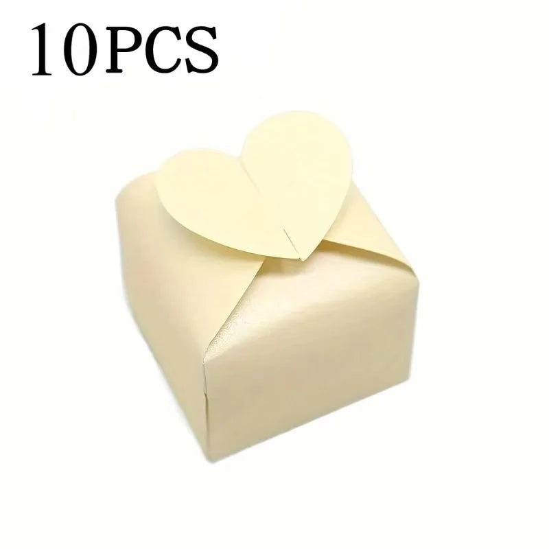 10/30/50Pcs Colorful Heart-shaped Candy Gift Box Wedding Favor Chocolate Packaging Box Birthday Valentine's Day Party Supplies