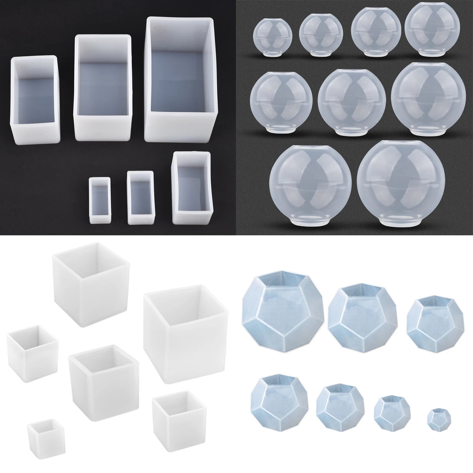 Cuboid Cube Resin Mold Crystal Epoxy Resin Silicone Mold DIY Jewelry Pendant Candle Mold Square Rectangular Sphere Casting Craft