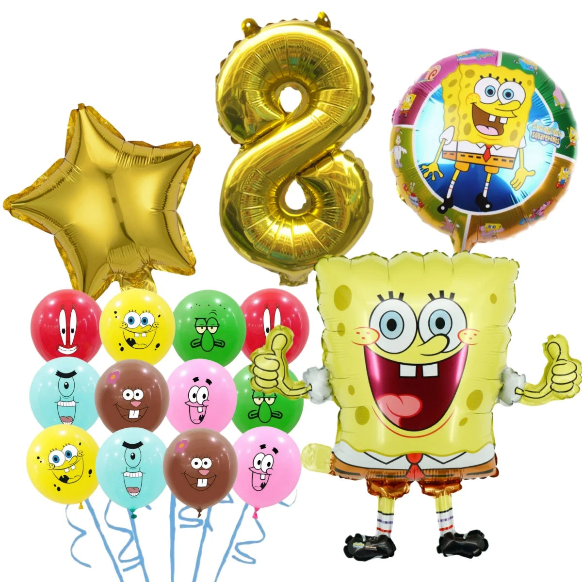 Cartoon SpongeBob Theme Birthday Party Decoration Balloons Digital Balloons Baby Shower Birthday Gifts Party latex Party Balloon
