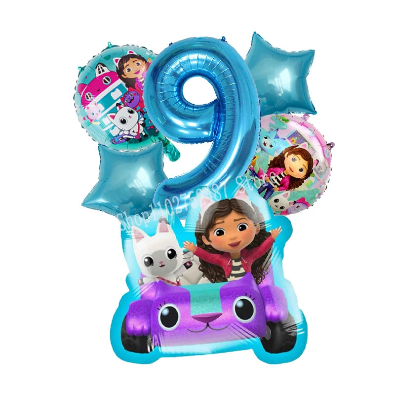 Gabby Dollhouses Birthday Balloons Girls New Anime Digit 1-10 Party Decoration Baby Shower Gender Reveal Ballons Kids Toys Gift