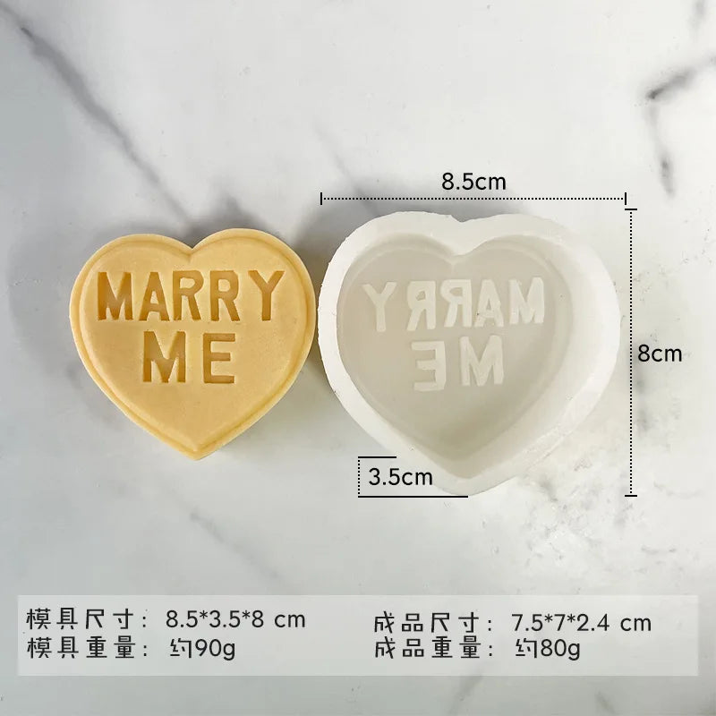 7 Styles 3D Letter Heart-shaped Silicone Candle Mold DIY Love Soap Aromatherapy Gypsum Resin Mould Valentine's Day Gift Arts