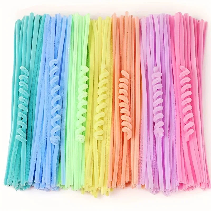 Colorful Chenille Stems Pipe Cleaners Plush Tinsel Stem Wired Sticks Twist Stick Hair Strip DIY Craft Educational Toys Wholesale