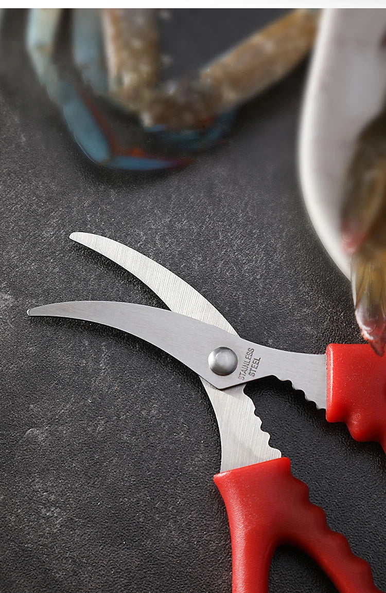 Scissors Kitchen Seafood Scissors Multifunctional Stainless Steel Shears Seafood Fish Crab Shrimp Lobster Scissors Peeling Tool
