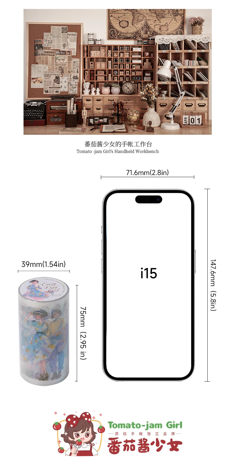 1 Roll Fashion Girl Stickers 4 Seasons Outfit DIY Scrapbook Journal Washi Tape For Phone Case Notebook Decoration Cute Stationer