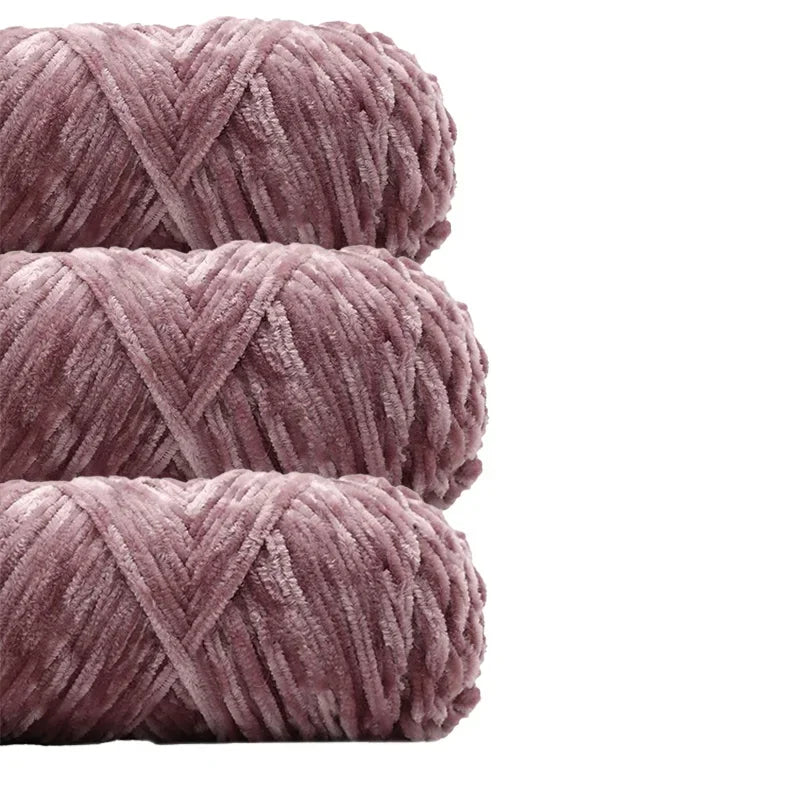 3 Pack Edelweiss DIY Material Pleuche Chenille Yarn Gold Luster Velvet Knitting Woven for Pendant / Sweater 300g 540m