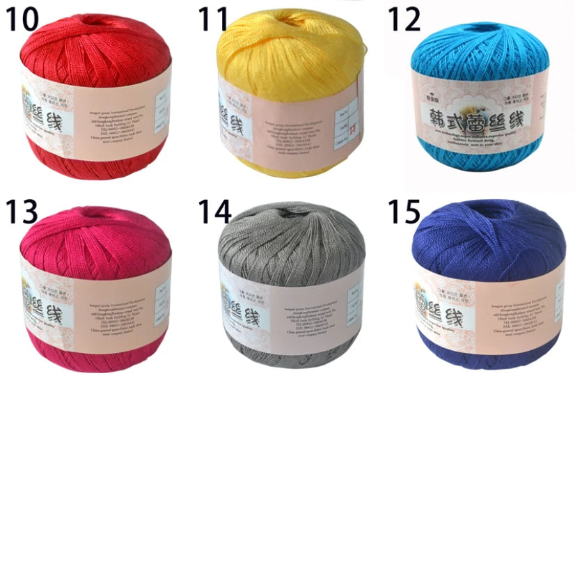 50g /roll 0.8mm Lace Thread Crochet Cotton Yarn Handmade DIY Line Fine Wool for Knitted Woven Sewing Accessories