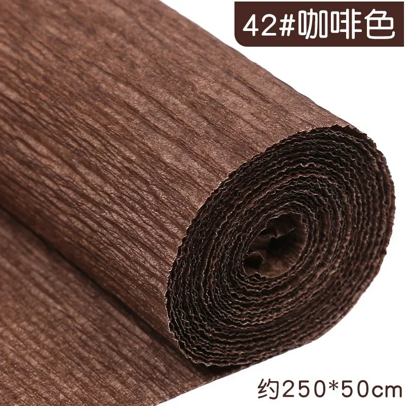 1Pcs 50x250cm Colored Crepe Paper Craft DIY Flowers Decoration Gift Wrapping Paper Craft Roll Origami Handmade Crinkled Paper