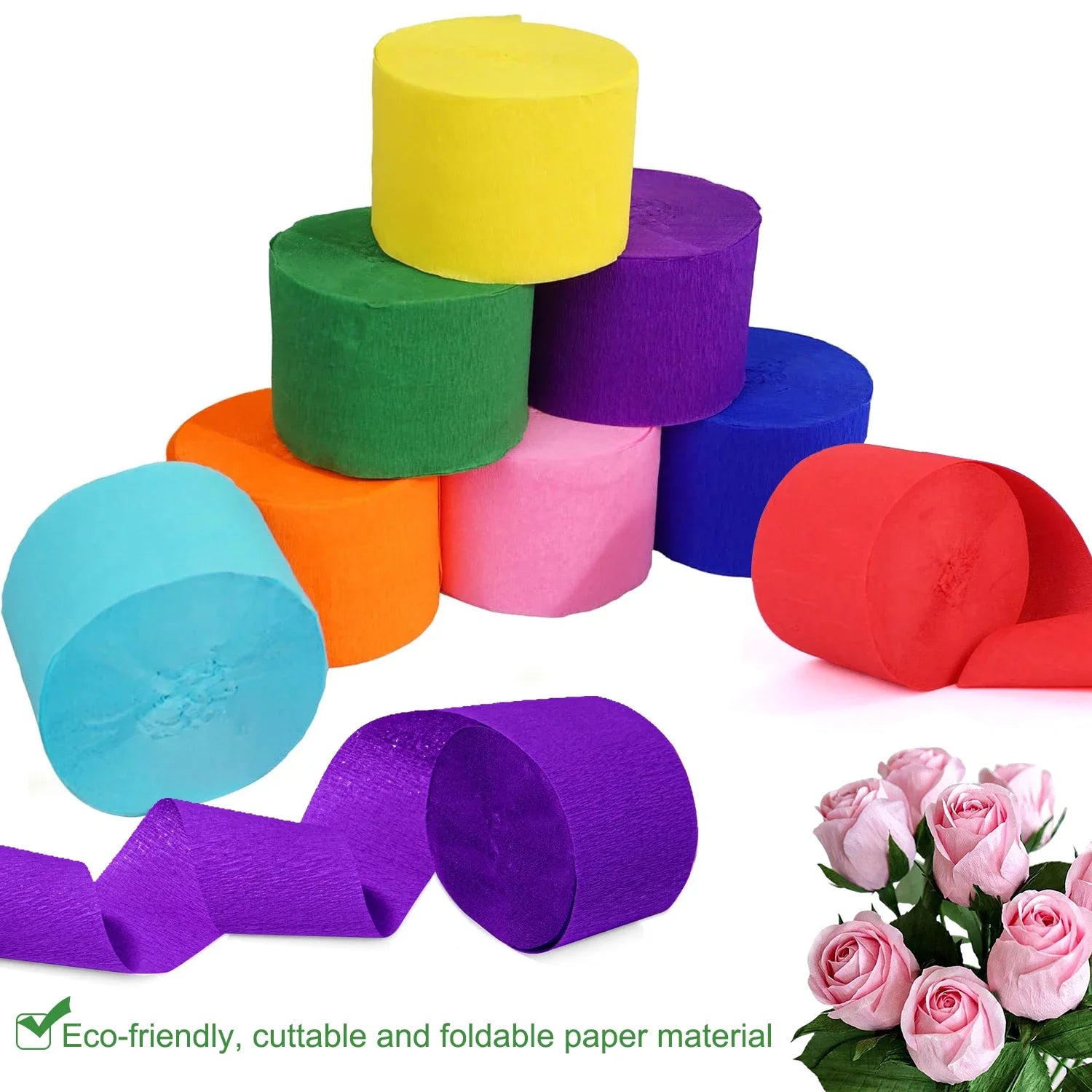 1pcs 4.5cm x 25meters Crepe Paper Streamers Tissue Paper Roll Flower Craft Making Birthday Wedding Party Backdrop DIY Decoration