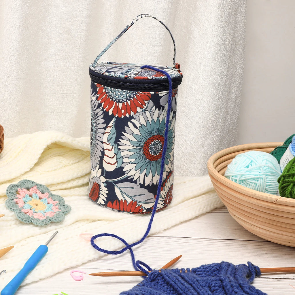 Hot New Small Yarn Storage Bag Empty Flower Knitting Tote Bag Waterproof Crochet Hooks Bag For Sewing Accessories Tools Gift