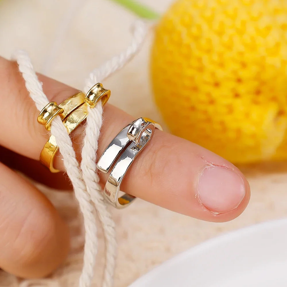 4/1pcs Adjustable Knitting Crochet Loop Rings DIY Yarn Guide Finger Faster Holder Open Fingering Crocheters Tool Sewing Supplies